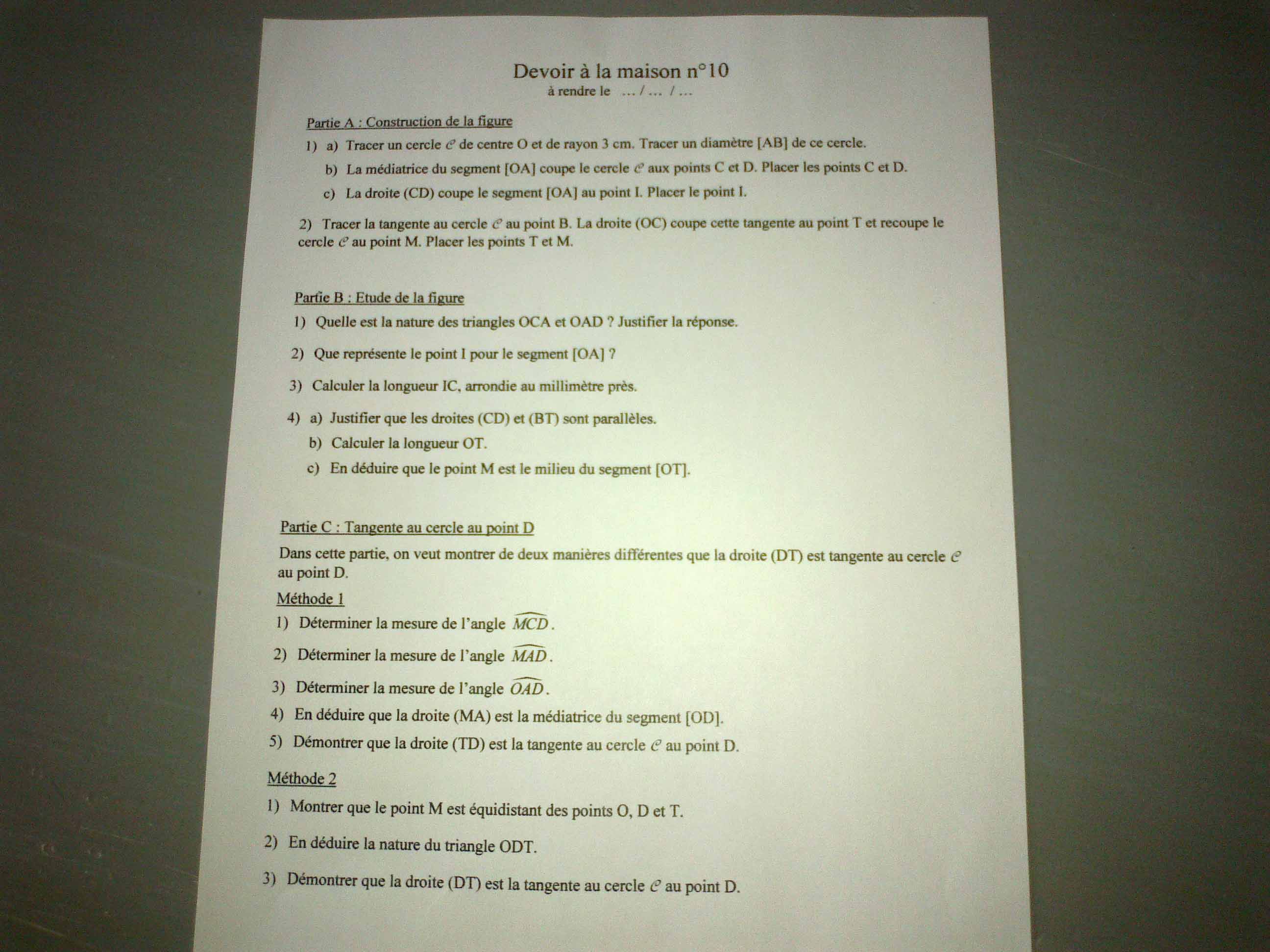 devoir maison physique chimie 3eme