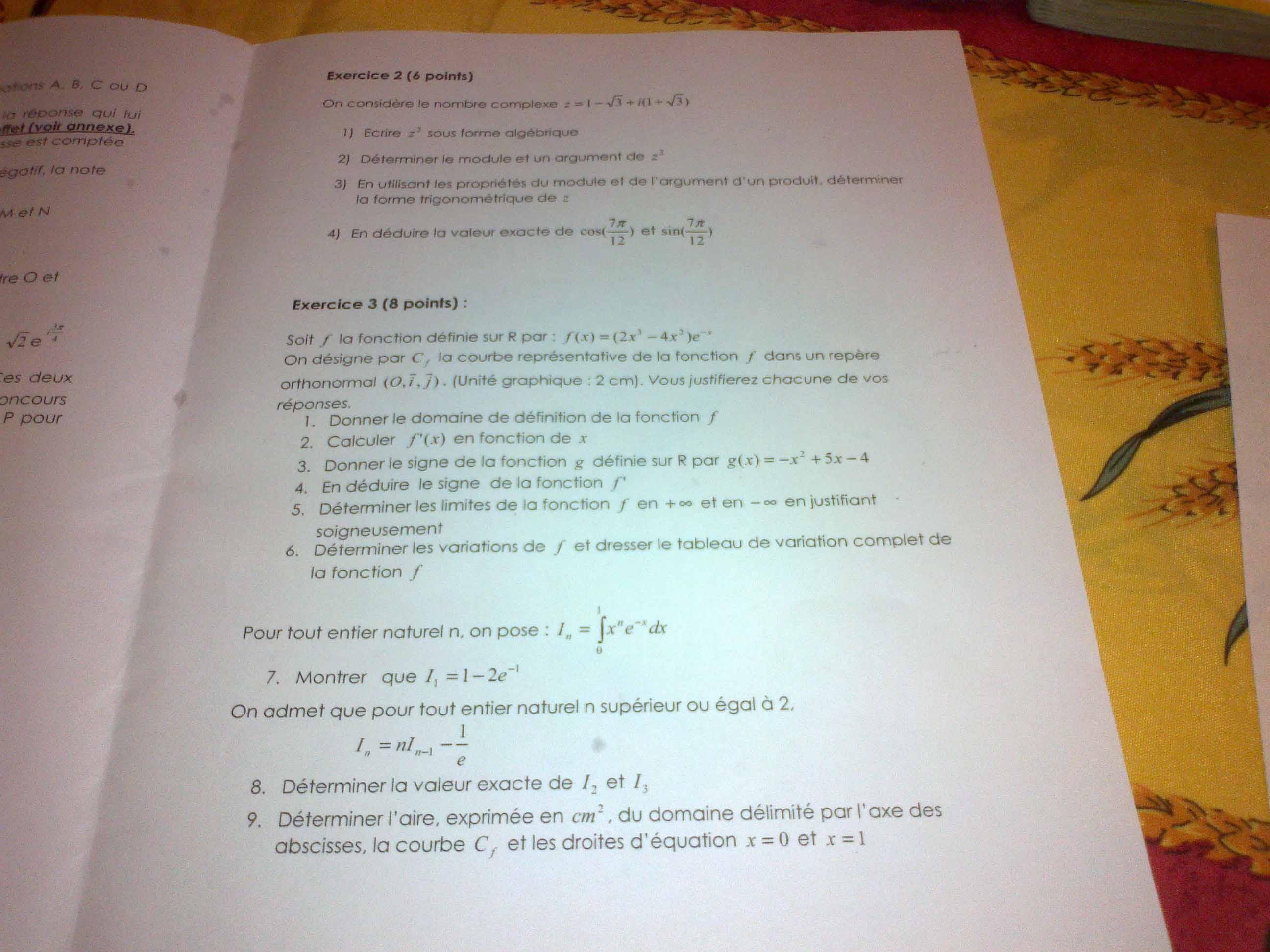 devoir maison de math 3eme corrige